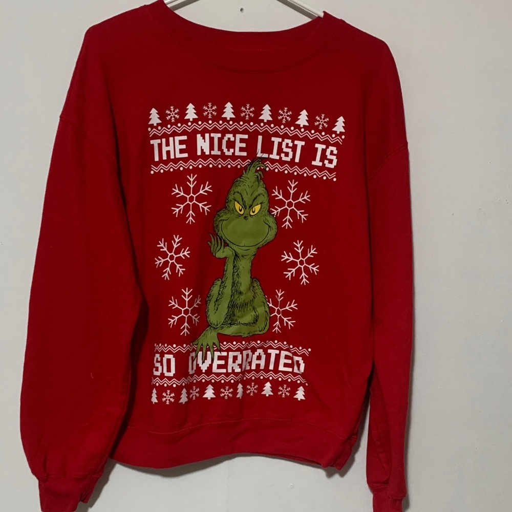 Red Grinch Christmas Sweatshirt NWOT